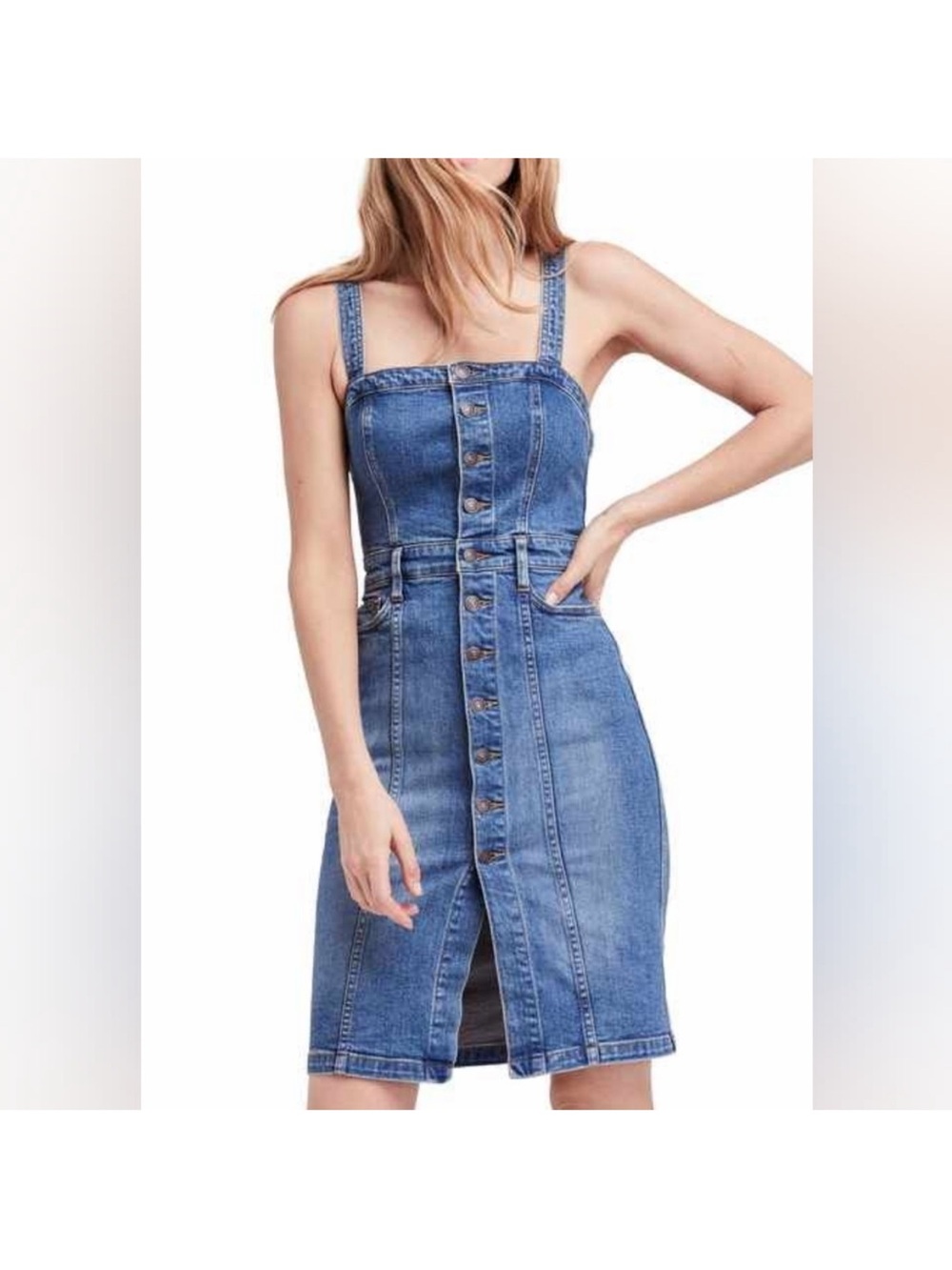 Denim Button-Front Jeans Dress